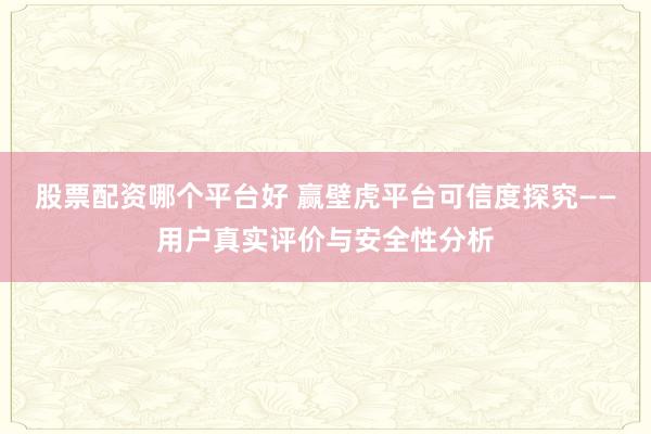 股票配资哪个平台好 赢壁虎平台可信度探究——用户真实评价与安全性分析