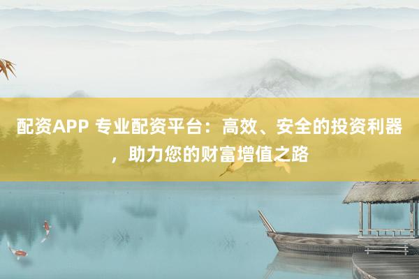 配资APP 专业配资平台：高效、安全的投资利器，助力您的财富增值之路