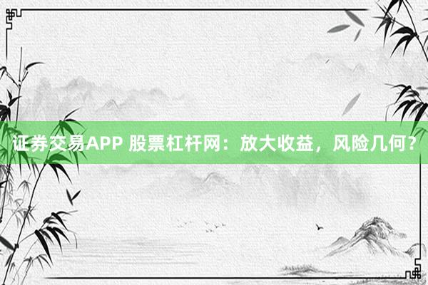 证券交易APP 股票杠杆网：放大收益，风险几何？