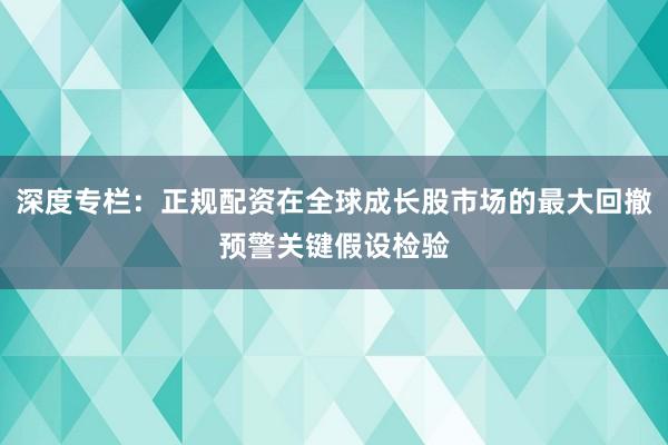 深度专栏：正规配资在全球成长股市场的最大回撤预警关键假设检验