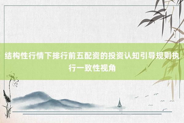 结构性行情下排行前五配资的投资认知引导规则执行一致性视角