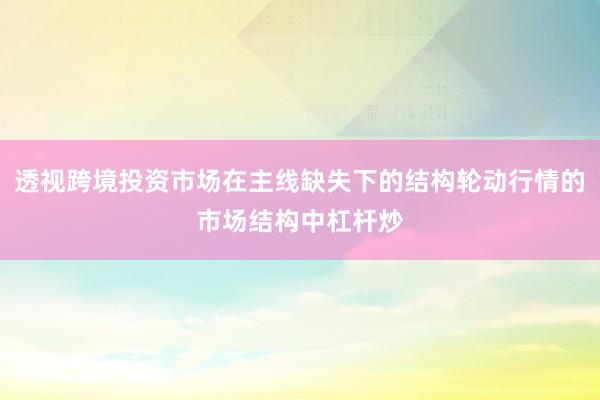 透视跨境投资市场在主线缺失下的结构轮动行情的市场结构中杠杆炒