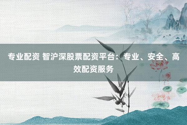 专业配资 智沪深股票配资平台：专业、安全、高效配资服务