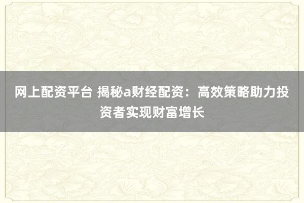 网上配资平台 揭秘a财经配资：高效策略助力投资者实现财富增长